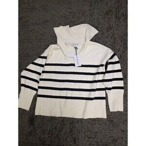 Republic Turtleneck Sweater Cream With Black Stripes Medium